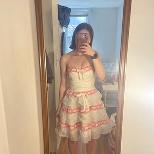 Vintage Betsey Johnson Evening Dress with Pink Trim